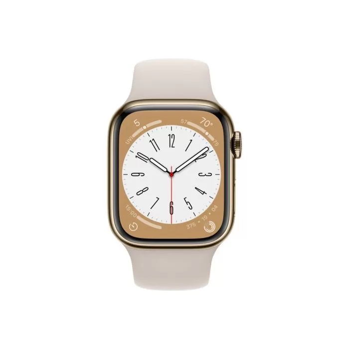 Smartwatch apple watch 8 gps + cellular 41mm carcasa gold stainless steel starlight sport band