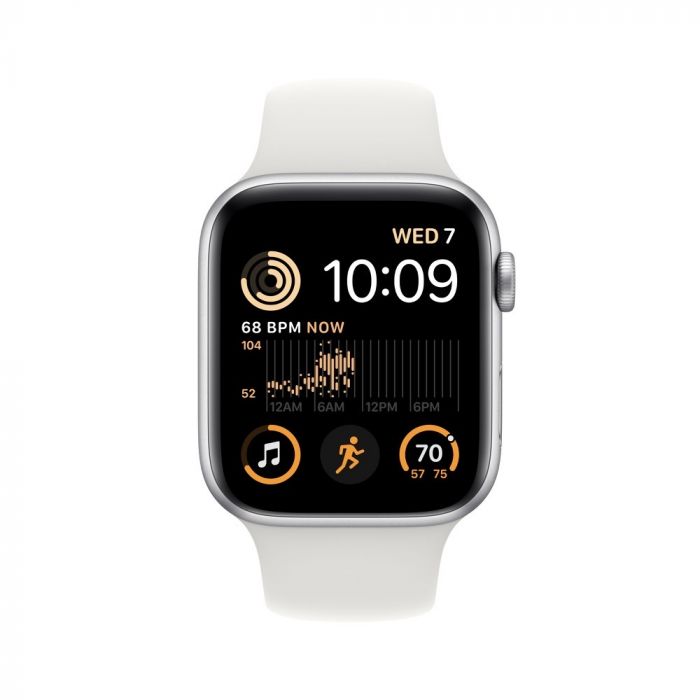 Smartwatch apple watch se gps 44mm carcasa silver aluminium bratara white sport