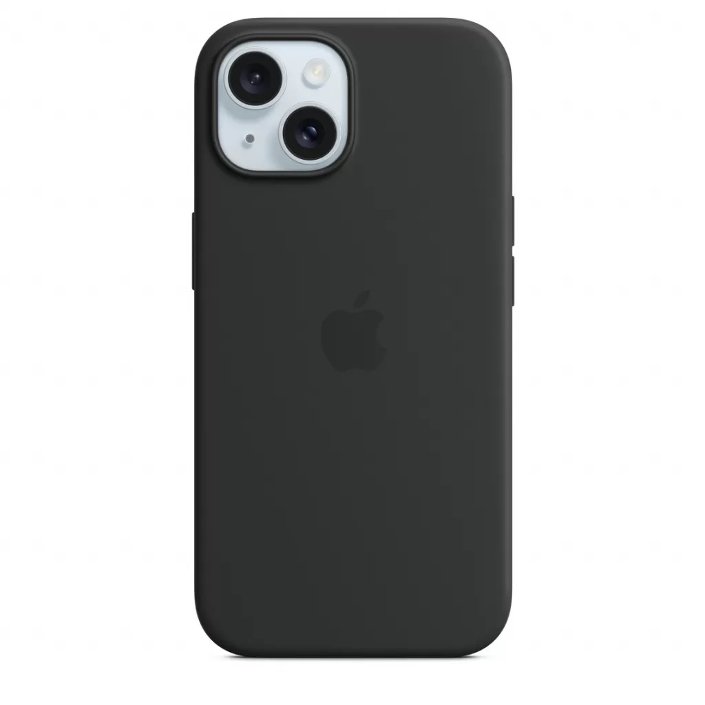 Husa de protectie apple silicone case cu magsafe pentru iphone 15 black