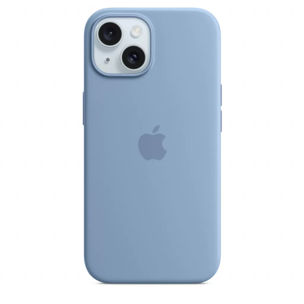 Husa de protectie apple silicone case cu magsafe pentru iphone 15 winter blue