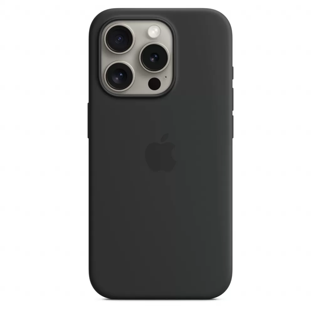 Husa de protectie apple silicone case cu magsafe pentru iphone 15 pro black