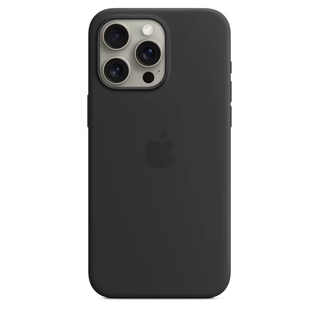 Husa de protectie apple silicone case cu magsafe pentru iphone 15 pro max black