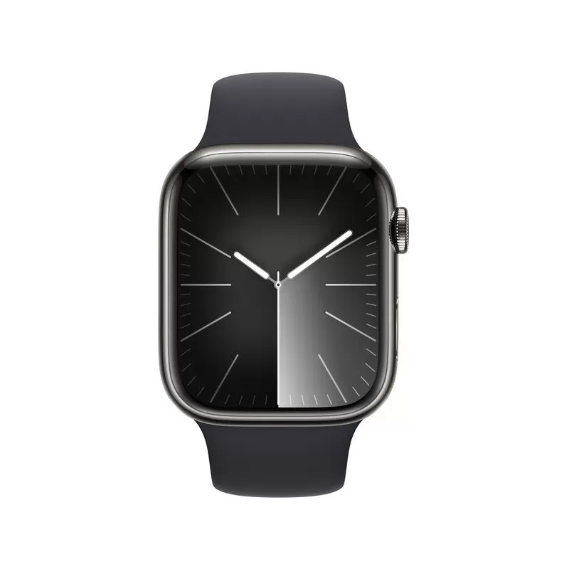 Smartwatch apple watch 9 gps + cellular 45mm carcasa graphite stainless steel bratara midnight sport - s/m