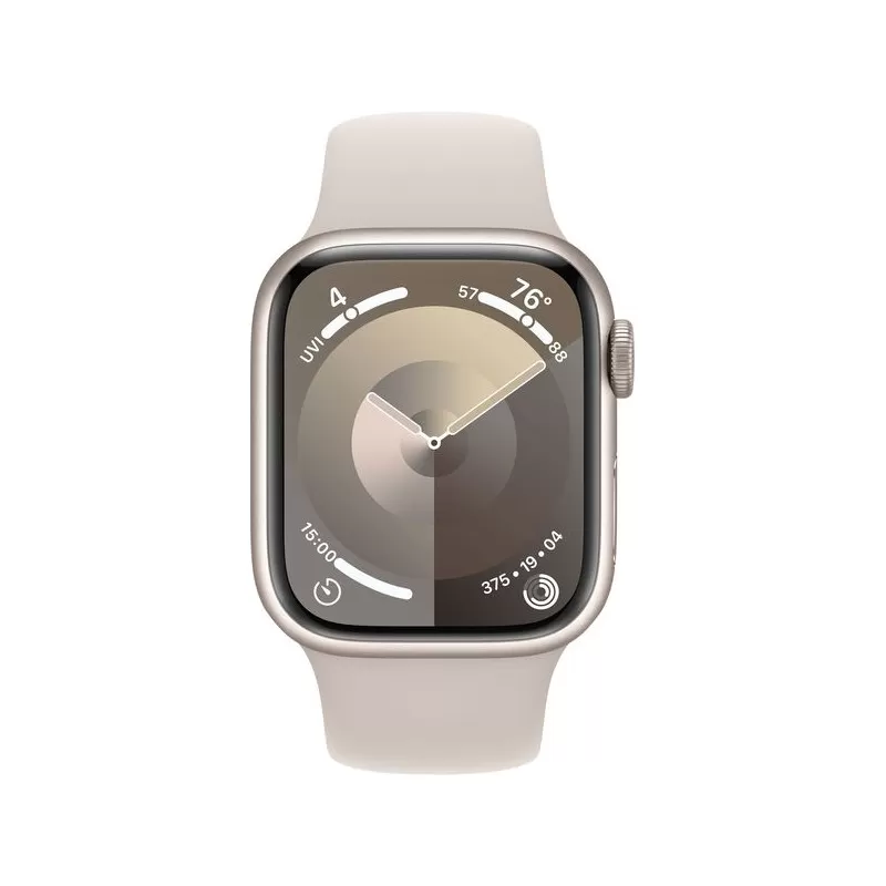 Smartwatch Apple Watch 9 GPS 45mm Carcasa Starlight Aluminium Bratara Starlight Sport - S/M