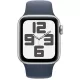 Smartwatch Apple Watch SE GPS + Cellular, 40mm, Carcasa Silver Aluminium, Bratara Storm Blue Sport - S/M