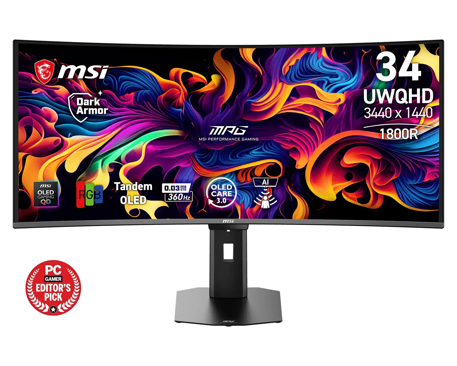 Monitor QD-OLED MSI MPG 341CQR QD-OLED X36  34"  Curbat  UWQHD  360Hz  0.03ms  Black