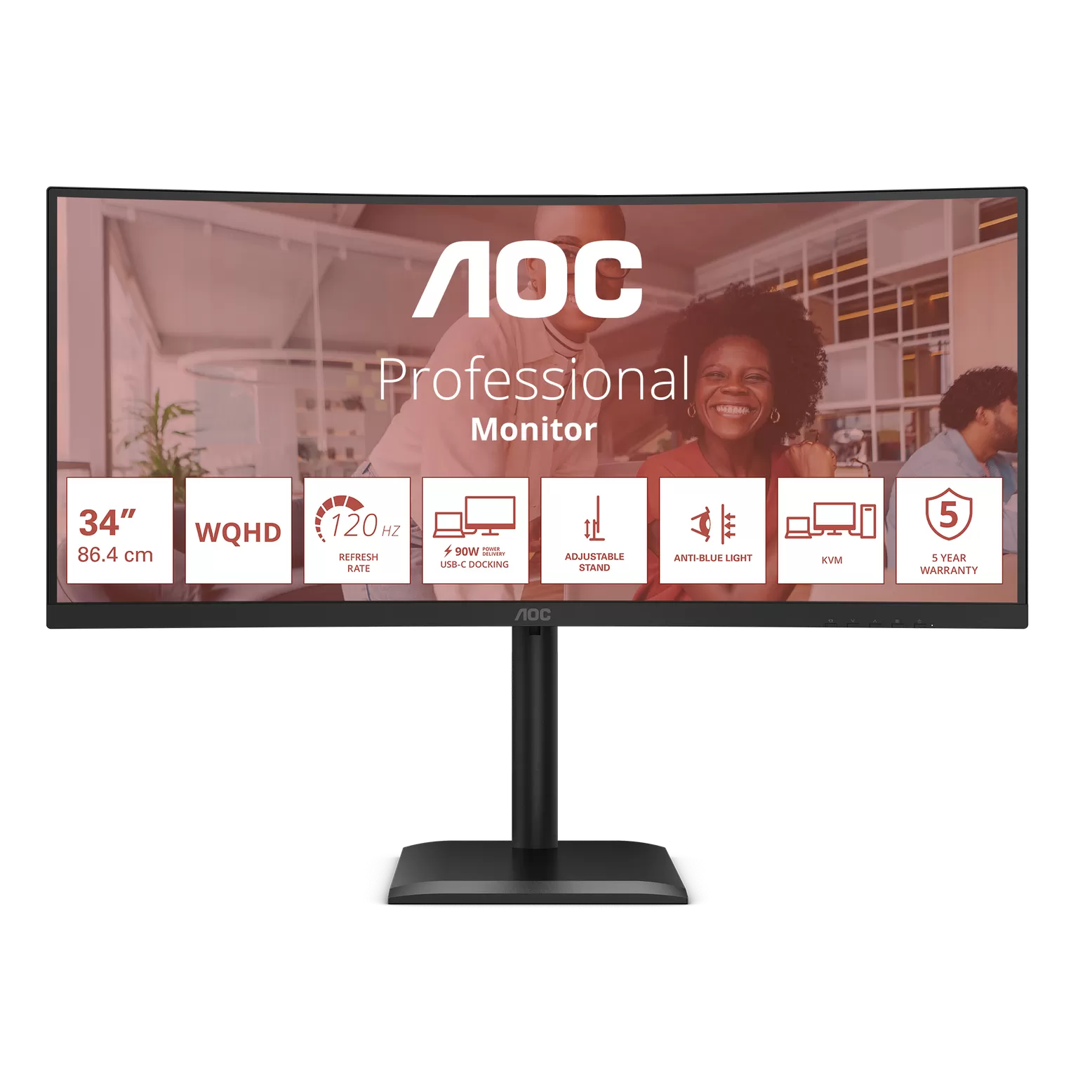 Monitor LED AOC CU34E4CV  34"  Curbat  WQHD  120Hz  4ms  Black