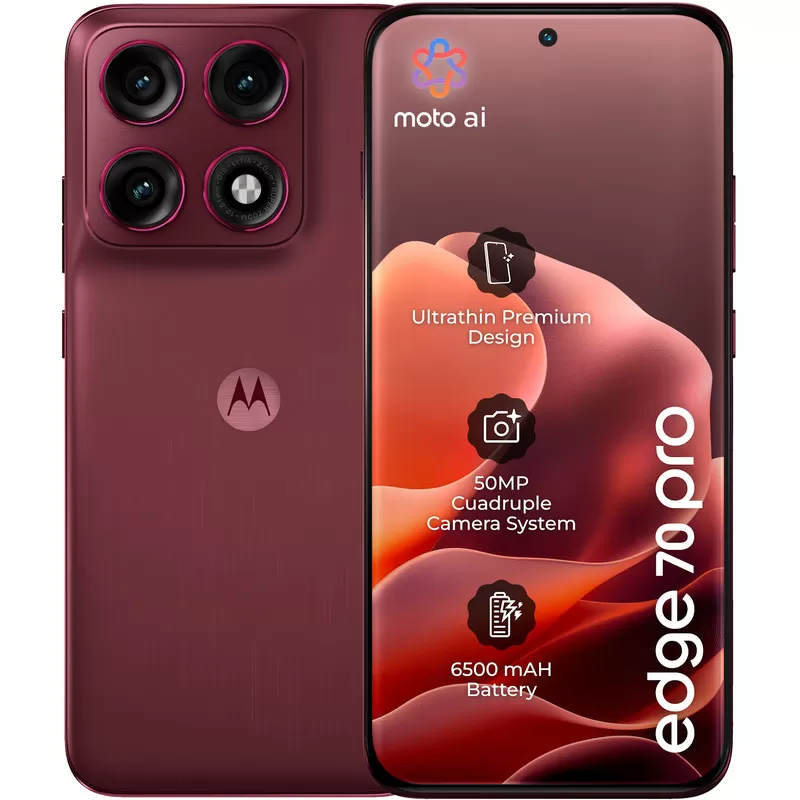 Telefon Mobil Motorola Edge 70 Pro  256GB Flash  8GB RAM  Nano SIM + eSIM  5G  Pantone Zinfandel