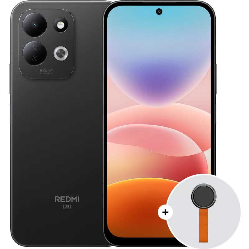 Telefon Mobil Xiaomi Redmi 17 5G  128GB Flash  4GB RAM  Dual SIM  5G  Black + Woven Strap Ring Stand