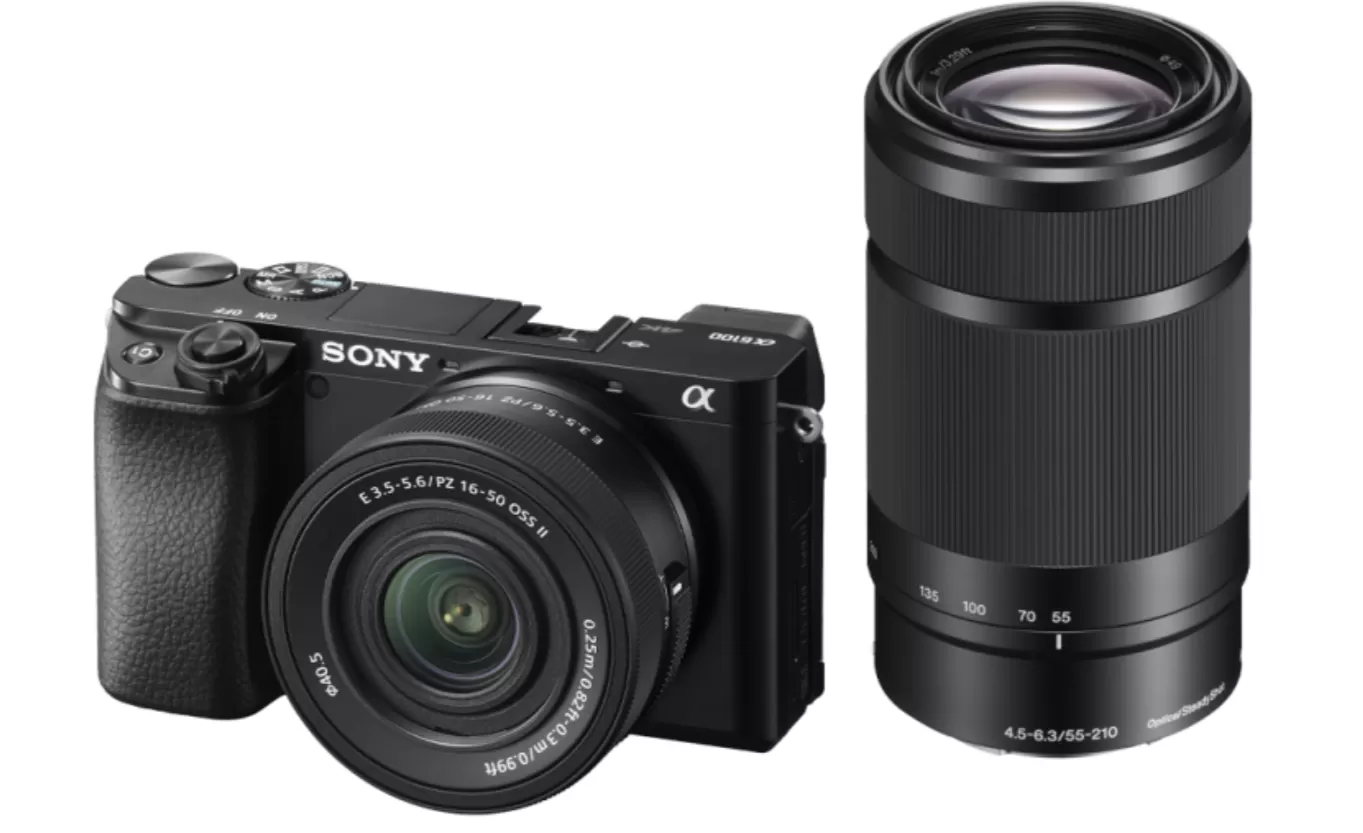 Aparat foto mirrorless Sony Alpha 6100 (ILCE6100AXB)  24.2 Mpx + SELP16502 16-50mm + Obiectiv 55-210mm  Negru