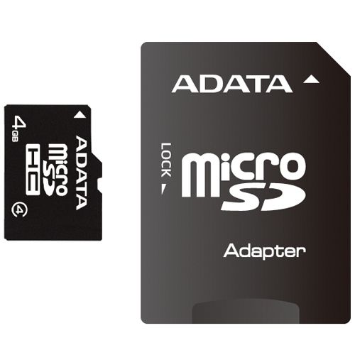Card Memorie A-Data MicroSDHC 4GB Class 4 + Adaptor SD