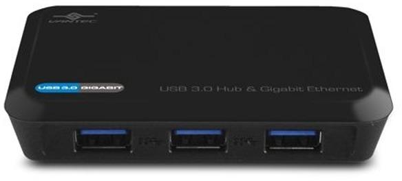 Hub USB Vantec UGT-MH330GNA with Gigabit Ethernet USB 3.0 Black