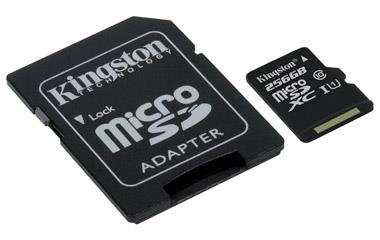 Card de memorie Kingston microSDXC Canvas Select 80R 256GB CL10 + adaptor SD