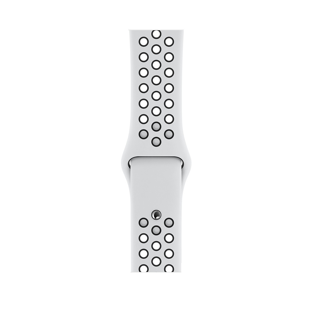 Curea Smartwatch Apple pentru Apple Watch Series 4 44mm Pure Platinum/Black Nike Sport Band - S/M & M/L