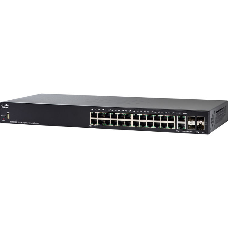 Switch Cisco SG350-28P-K9 cu PoE 24x1000Mbps-RJ45 + 2xSFP