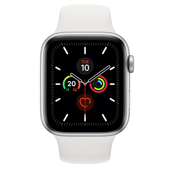 Smartwatch Apple Watch Series 5 GPS + Cellular 44mm 4G Carcasa Silver Aluminium Bratara Sport White