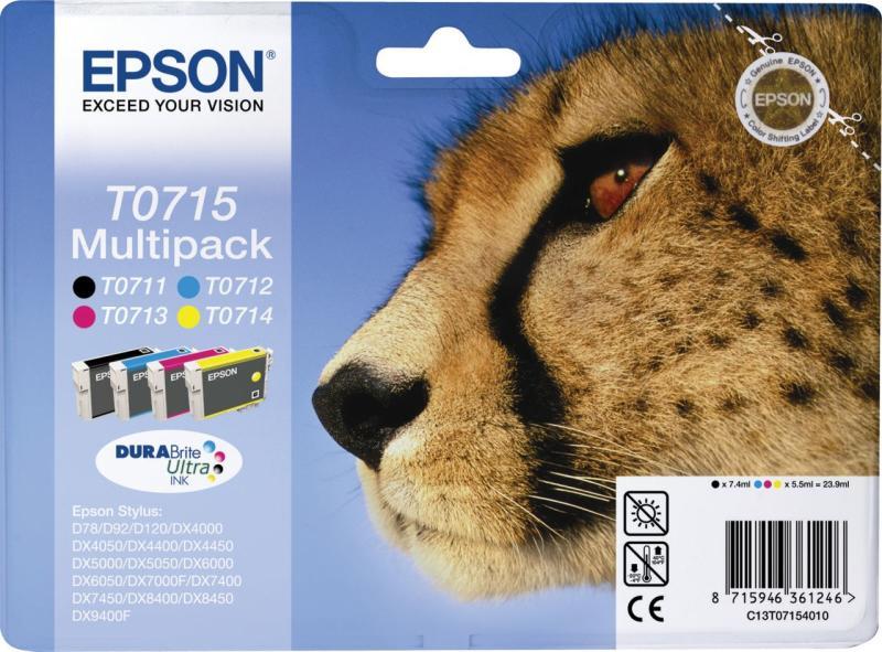 Pachet 4 cartuse Inkjet Epson T0715 Multipack Black Cyan Magenta Yellow