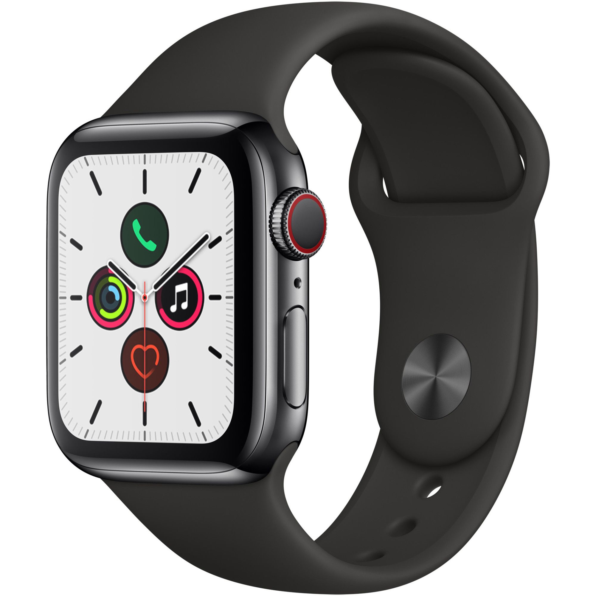 Smartwatch Apple Watch Series 5 GPS + Cellular 40mm 4G Carcasa Space Black Stainless Steel Bratara Sport Black - S/M & M/L
