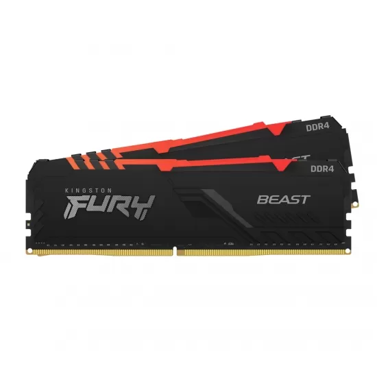 Memorie Desktop Kingston Fury Beast Black RGB, 16GB(2 x 8GB) DDR4, 3200Mhz
