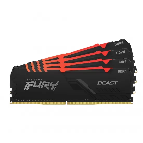 Memorie Desktop Kingston Fury Beast RGB, 64GB(4 x 16GB) DDR4, 3200Mhz, Single Rank