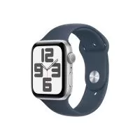 Smartwatch Apple Watch SE GPS, 44mm, Carcasa Silver Aluminium, Bratara Storm Blue Sport - S/M