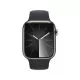 Smartwatch Apple Watch 9 GPS + Cellular, 41mm, Carcasa Graphite Stainless Steel, Bratara Midnight Sport - S/M