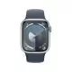 Smartwatch Apple Watch 9 GPS, 45mm, Carcasa Silver Aluminium, Bratara Storm Blue Sport - M/L