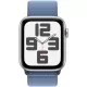 Smartwatch Apple Watch SE GPS + Cellular, 44mm, Carcasa Silver Aluminium, Bratara Winter Blue Sport
