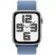 Smartwatch Apple Watch SE GPS, 44mm, Carcasa Silver Aluminium, Bratara Winter Blue Sport