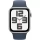 Smartwatch Apple Watch SE GPS, 44mm, Carcasa Silver Aluminium, Bratara Storm Blue Sport - M/L