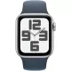 Smartwatch Apple Watch SE GPS, 40mm, Carcasa Silver Aluminium, Bratara Storm Blue Sport - M/L