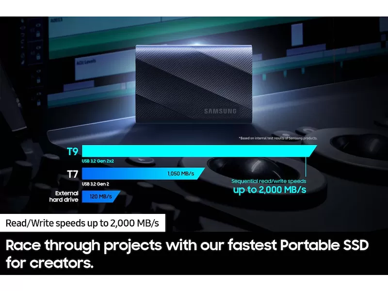 SSD Extern Samsung Portable SSD T9, 1TB, USB 3.2 | Solid State