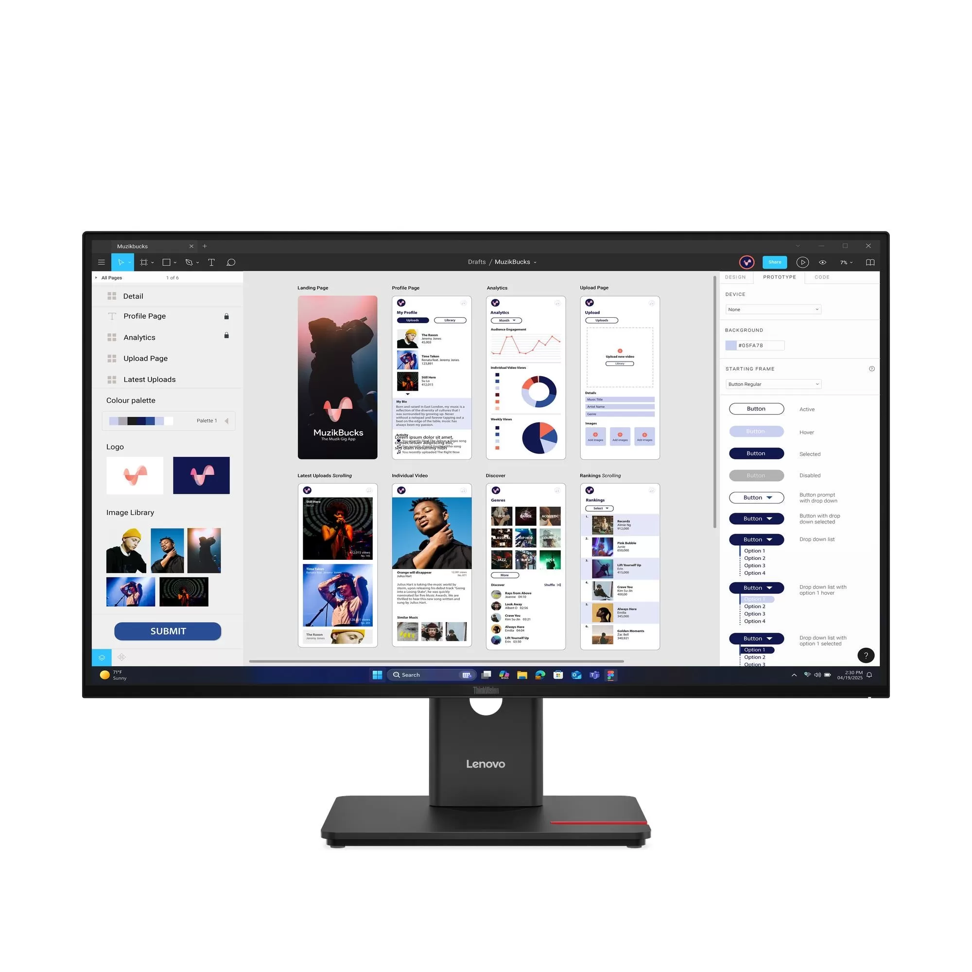 Monitor LED Lenovo ThinkVision T32UD-40  31.5"  4K Ultra HD  4ms  Eclipse Black