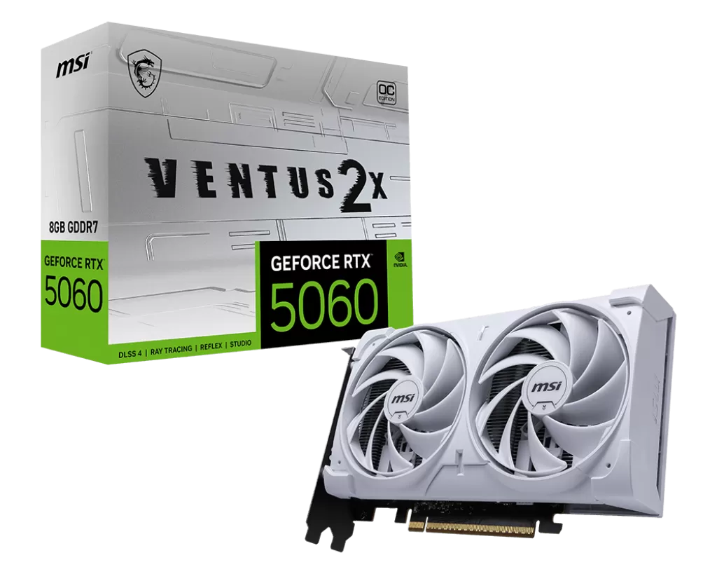 Placa Video MSI GeForce RTX 5060 8G VENTUS 2X OC WHITE  8GB GDDR7  128 biti