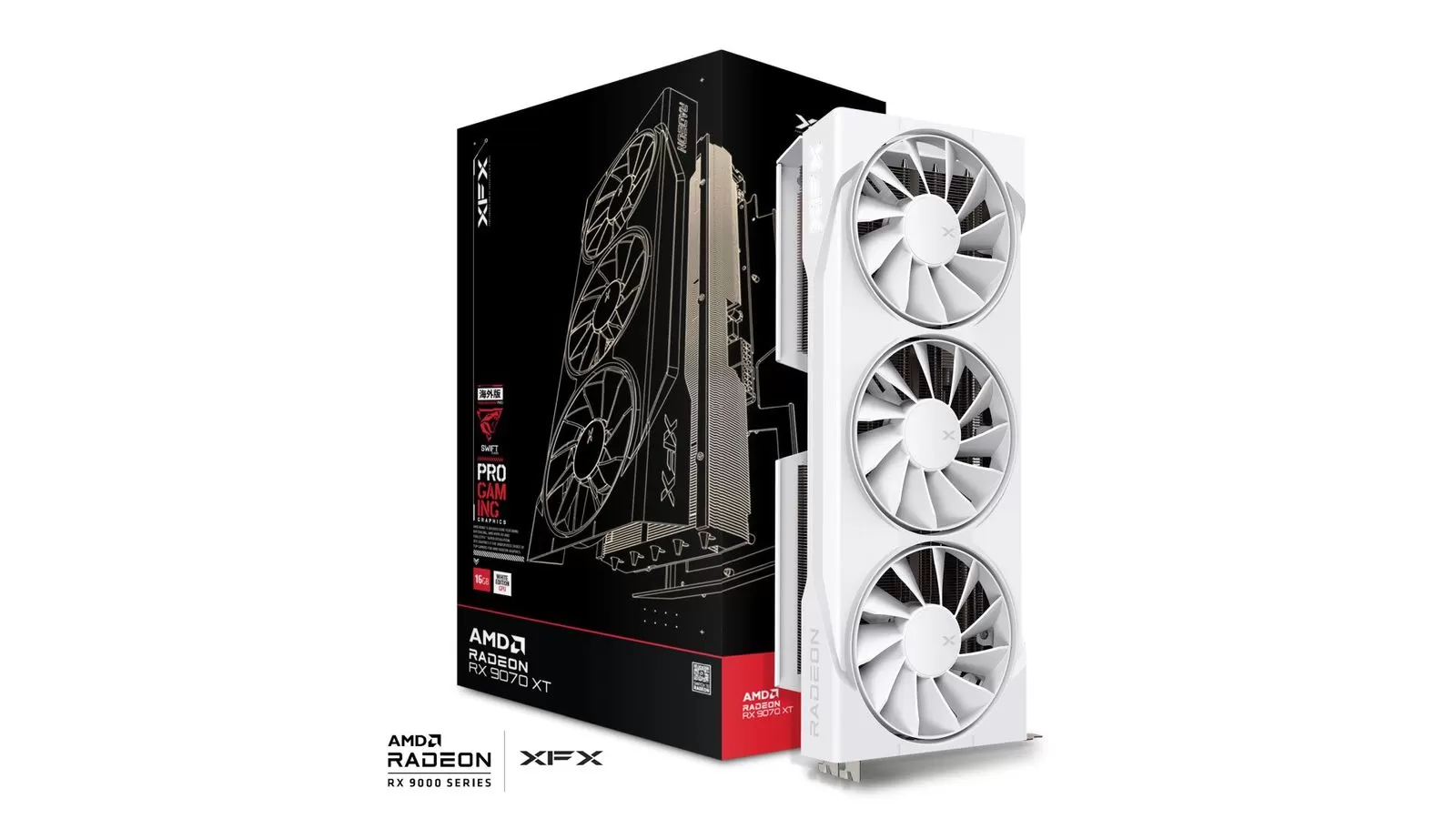 Placa Video XFX Swift Radeon RX 9070XT White Triple Fan Gaming Edition  16GB GDDR6  256 biti