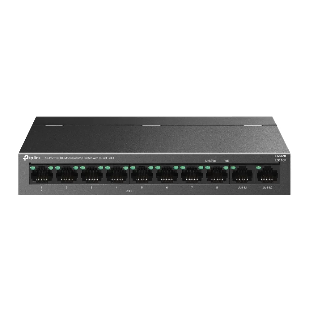 Switch TP-Link LS110P  fara management  cu PoE  10x100Mbps (8xPoE+)
