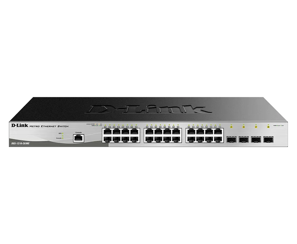 Switch D-Link DGS-1210-28/ME  cu management  fara PoE  24x1000Mbps (PoE) + 4xSFP