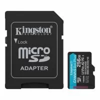 Card de memorie Kingston Canvas Go Plus, 256GB, Micro SDXC, UHS-I, U3, V30, A2 + Adaptor SD