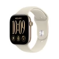 Smartwatch Apple Watch 12 GPS + Cellular, 46mm, Carcasa Light Gold Aluminium, Bratara Sand Sport Band - M/L