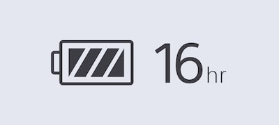 Autonomie de până la 16 ore a bateriei Autonomie de până la 16 ore a bateriei